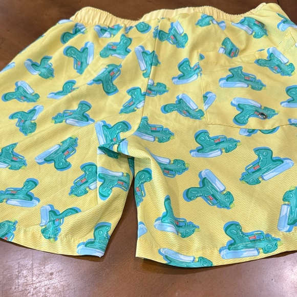 Boss Yellow Swim Trunks with Green and Red Accents - Picture 4 of 5